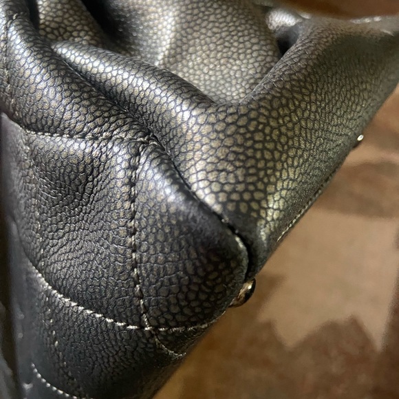 Authentic Chanel Purse CC Shopping Tote  silver hardware leather - Picture 10 of 16